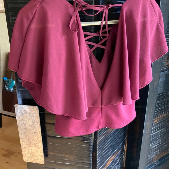 Windsor Night/Evening Crop Top w/ Wing Sleeves - Picture 3 of 3